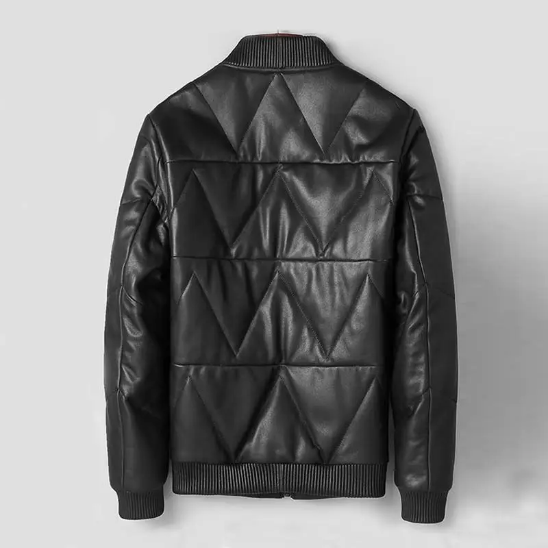 Men\'s Sheepskin Jacket Winter Warmth Fashionable Thick Genuine Leather Jacket Male Short Duck Down Jackets Man Puffer Jacket Men