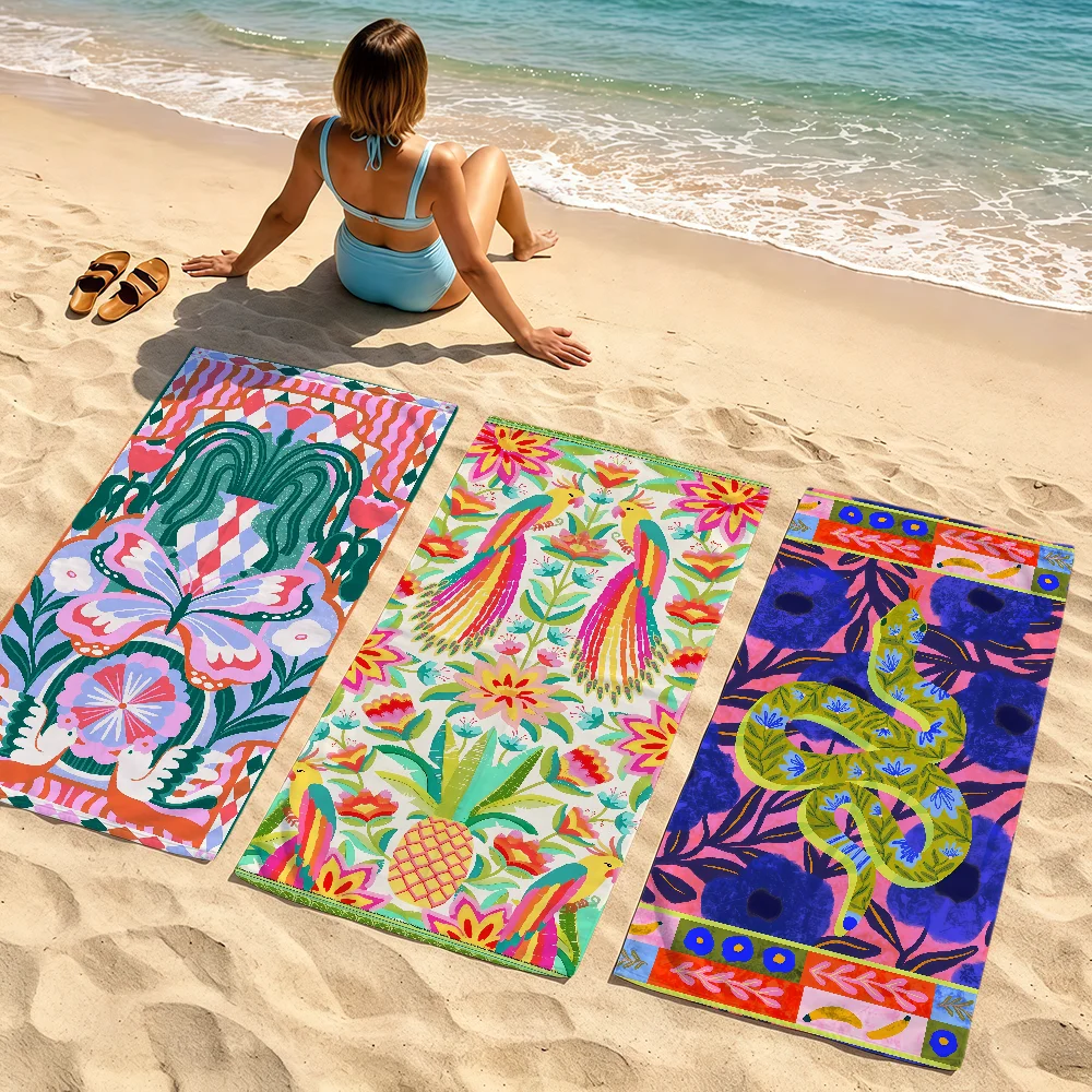 Fashion Butterfly Snake Symmetry Ethnic Style Towel Soft Beach Towels Trip Swim Pool Bathing Towel Gym Home Decor Gift Holiday