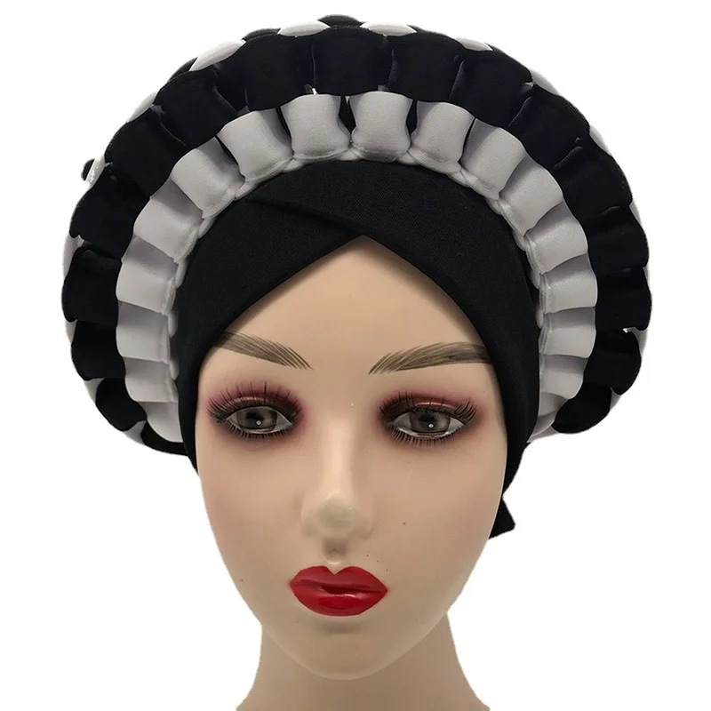 Turbans for Women African Head Wraps Handmade Auto Gele Aso Oke Designs Pattern Scarf Hood Cover Inner Hijab Cap Robe Headtie