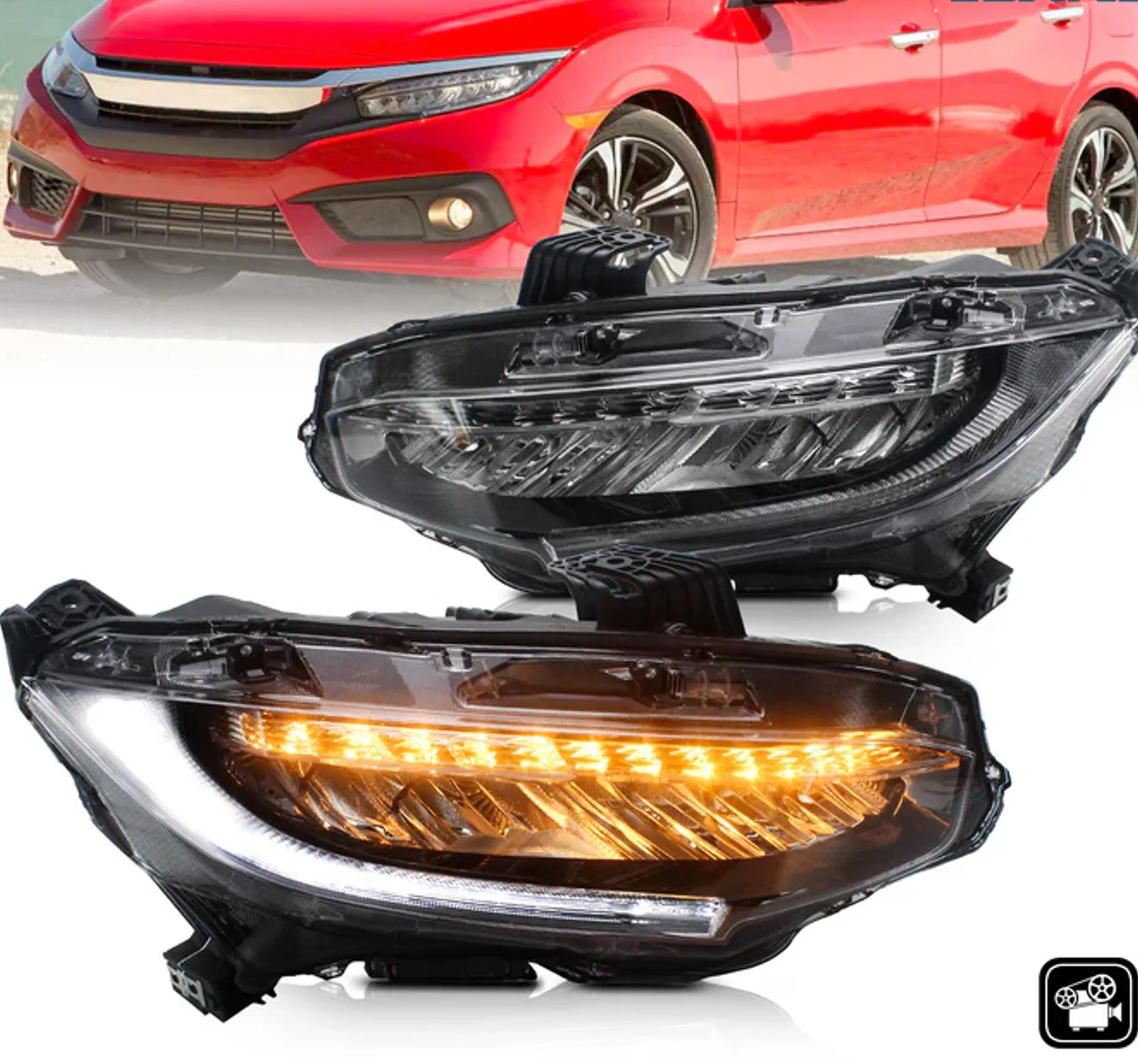 LED Headlights High Quality White Sequential Head Lamp Accessories for Civic 2016-Up New 12V Volta