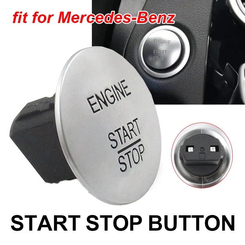 Start Stop Push Button Engine Ignition Keyless Switch For Benz Car Keyless Engine One Key Start Button Silver2215450714 33161207