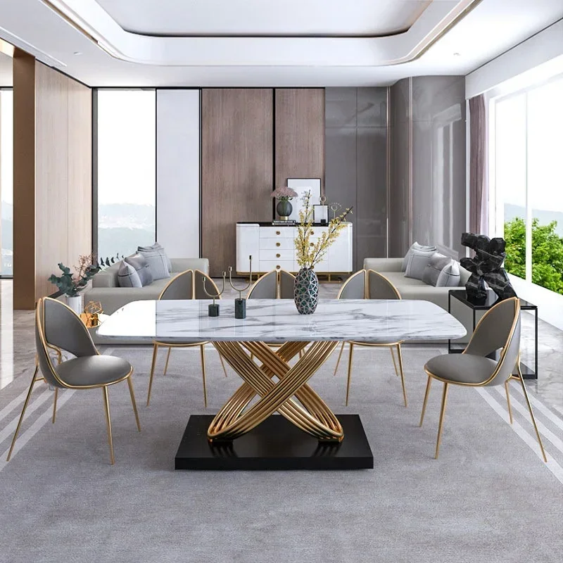 Luxury light dining room furniture dinning table and chair set