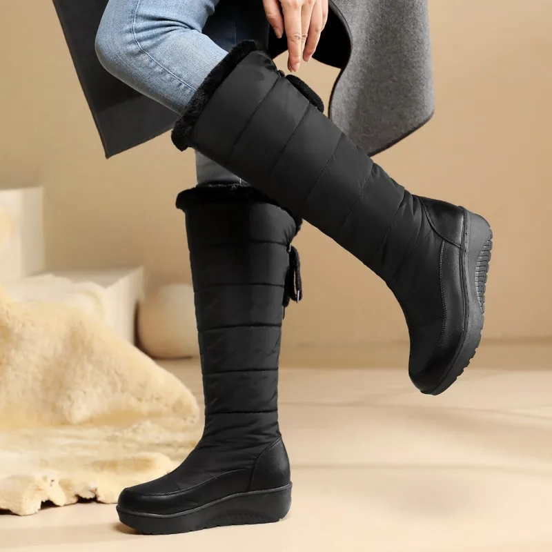 New Snow Boots Waterproof Winter Shoes Women\'s Snow Boots Warm Fur Plush Over Knee Boots