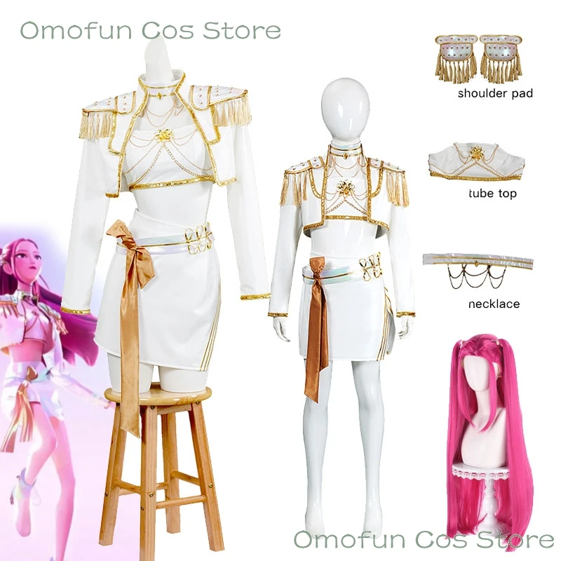 

Adults kids Suit Huntrix K-Pop Mira Cosplay Demon Hunters White Set Wig Halloween Cosplay Outfit Women Stage Uniforms Costume