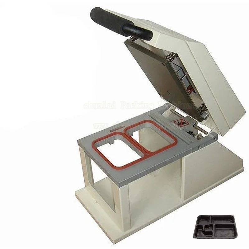 Manual Food Sanitary Portable Heat Sealer Rectangular Box Fast Food Tray Sandwich Sealing Machine