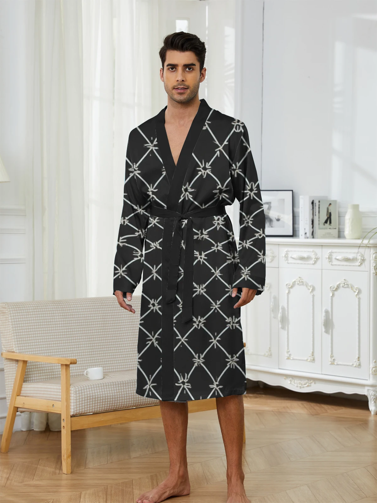 1pcs Men's Robes 2026 Spring/Summer Graphic bath robe Breathable Bathrobe men 3D Printed Bathrobe dressing gown sleepwear