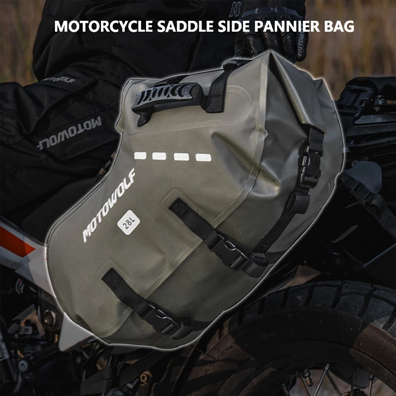 

2PCS Motorcycle Saddle Side Pannier Bag 18L/28L Waterproof Universal Motorbike Riding Luggage Storage Travel Bag