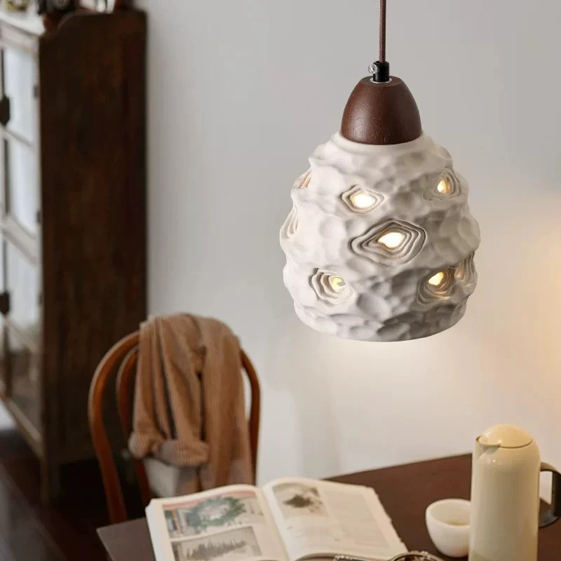 

Japanese Wabi-Sabi Microcement Pendant Light Bedroom Bedside Guesthouse Bar Entrance Restaurant Nordic Modern Pendant Lamp
