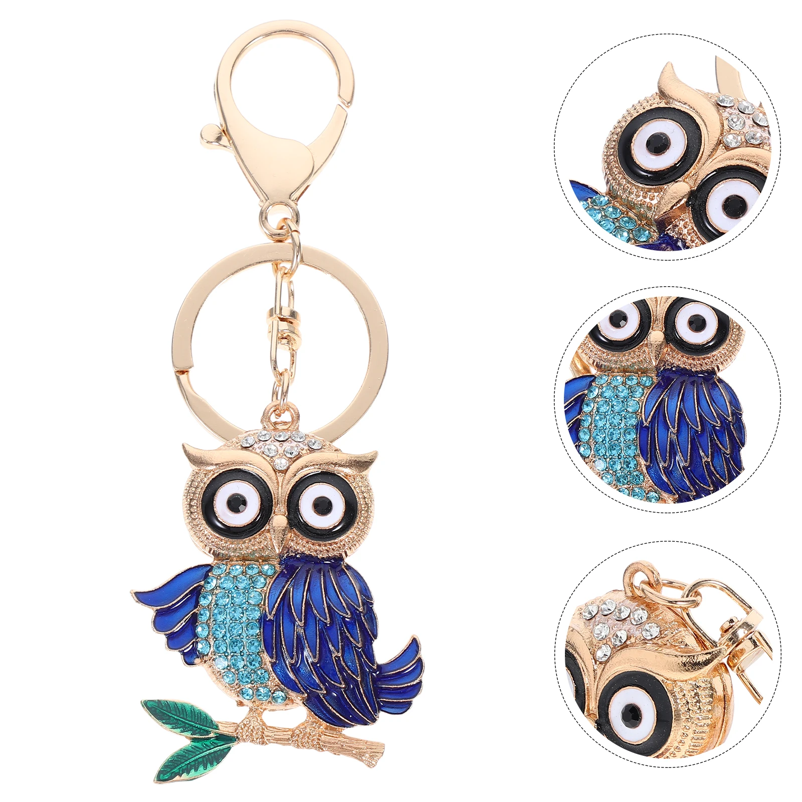 

Wallet Owl Keychain Bag Pendant Jewelry Decor Backpack Cartoon Cute Charm Hanging Animal Keyring Blue Alloy