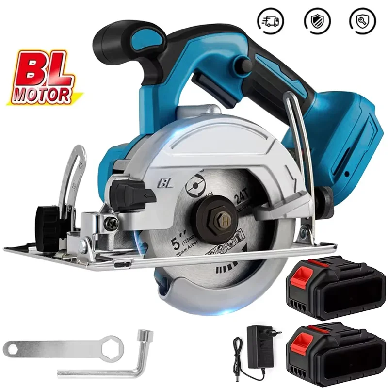 Sierra circular eléctrica recargable sin escobillas de 5 pulgadas y 125 mm, herramienta de corte de alta potencia para trabajar la madera, compatible con batería Makita de 21 V