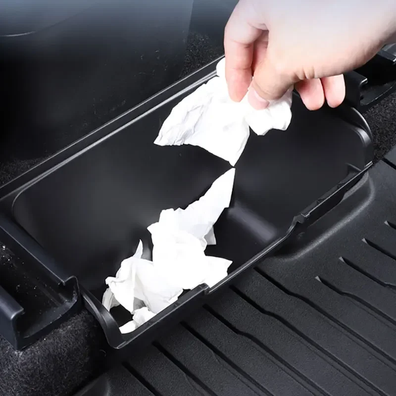 Per Tesla Model Y 2021-2024 Scatola portaoggetti centrale posteriore I sedili conducente e passeggeri sotto il sedile Scatola della spazzatura Accessori auto