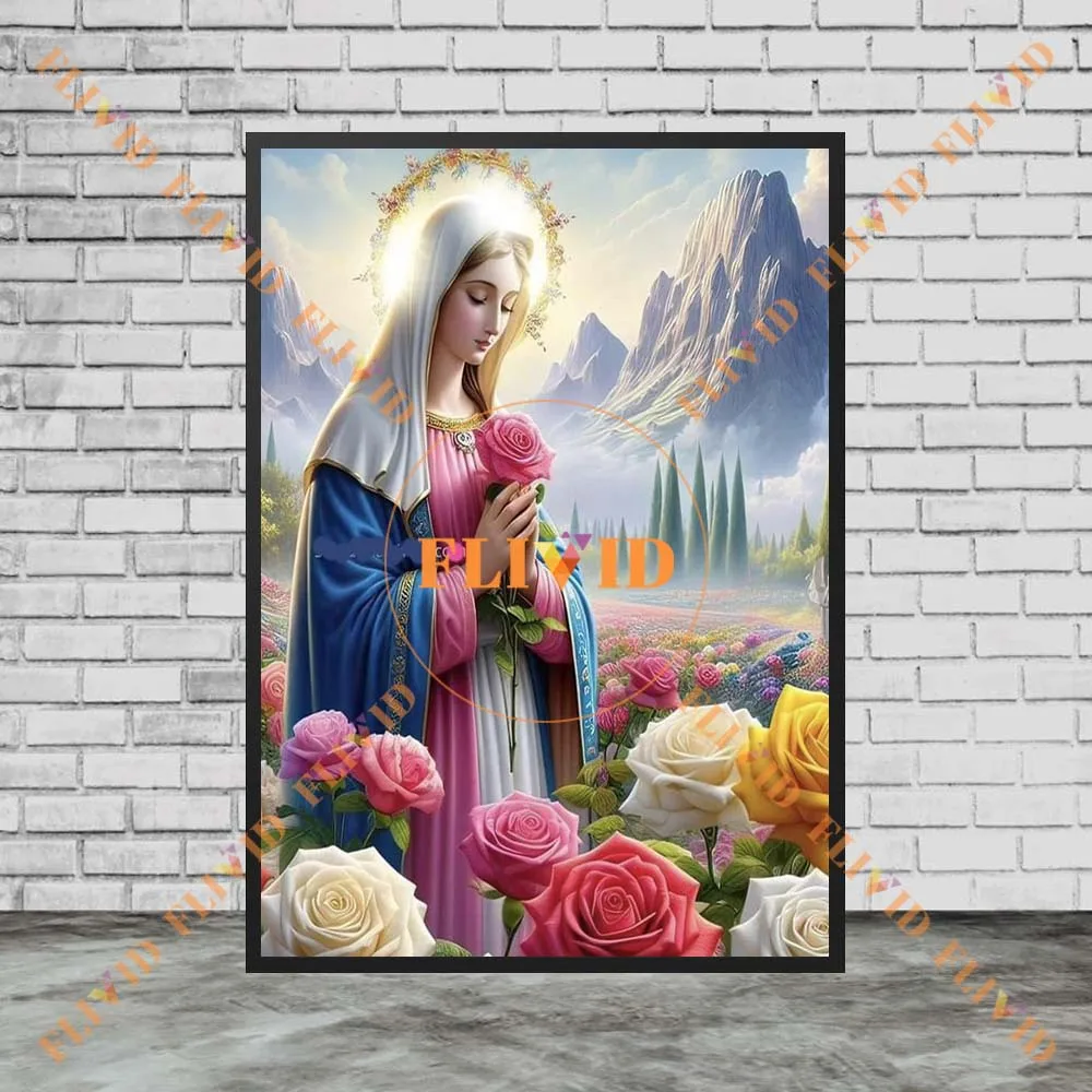 

Vintage Virgin Mary Religion Christianity Redemption Poster Wall Pictures For Living Room Wall Art Canvas Painting Unframed