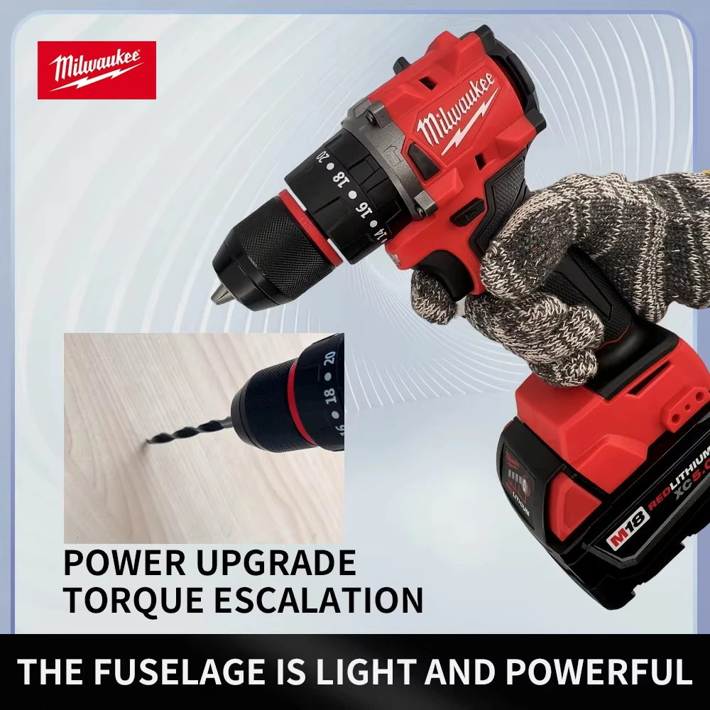 Milwaukee 150N.m Brushless Electric Impact Drill Cordless Drill Driver Mini Electric Screwdriver 18V Rechargeable Power Tool ﻿