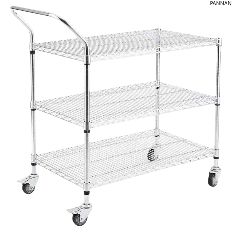 

Chrome-plated trolley Multi-layer wire mesh shelf Shelf workshop Material truck Logistics turnover truck