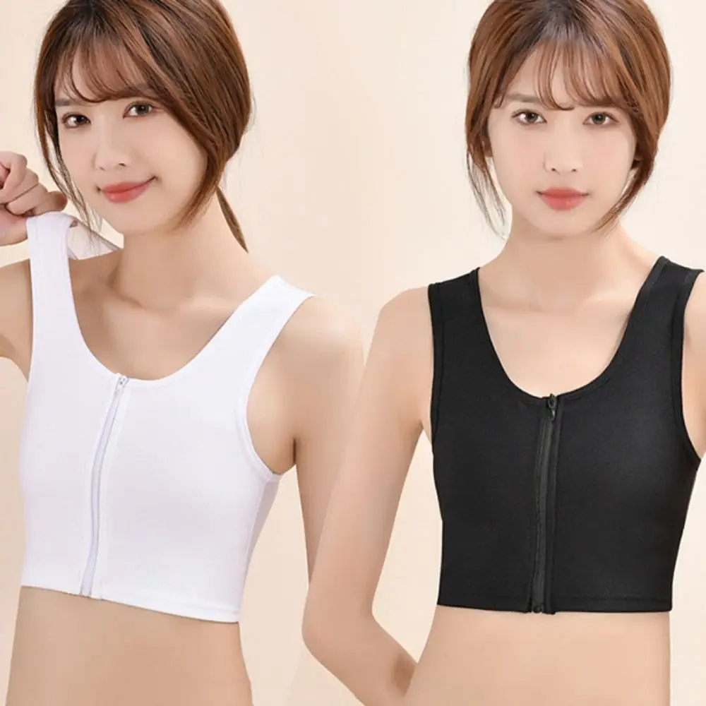 

Intimates Mesh Thin Seamless Shapewear Zipper Crop Top Flat Breast Binder Shockproof Slim Fit Underwear for Women Travel