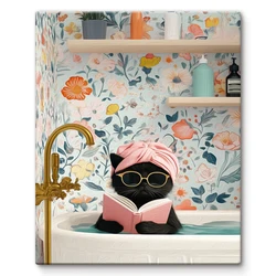SDOYUNO Painting By Numbers Acrylic Bathroom Black Cat Drawing By Numbers Personalized Gift Handwork Diy Living Room Decoration