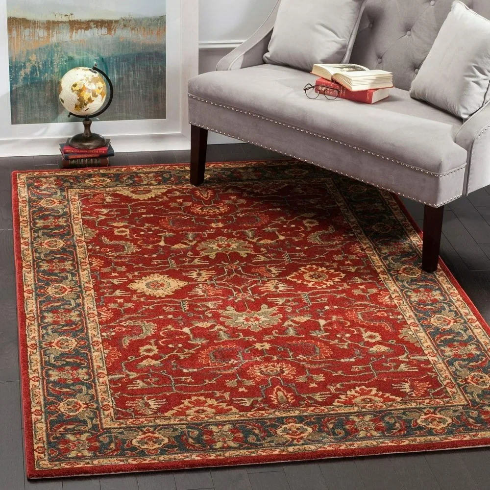 Mahal Collection X-Large Area Rug - 11' x 16', Red & Navy, Traditional Oriental Design, Non-Shedding & Easy Care,