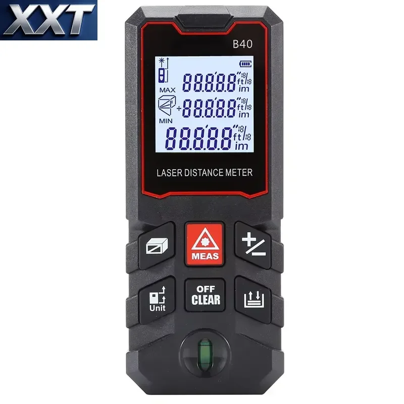 XXT 40M 60M 80M 100M Remove Battery or Charge Optional Ft/in/M Unit Digital Tape Rangefinder