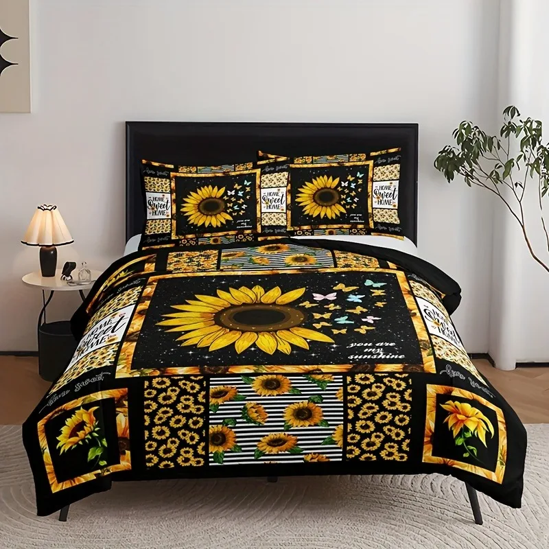Western Bead Print Bedding Set Soft Comfortable Duvet Cover For Bedroom Guest Room (1*Duvet Cover + 2*Pillowcase, Without Core)