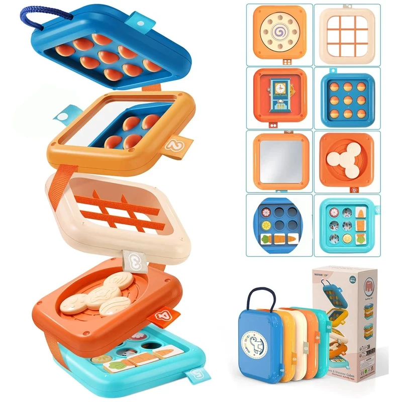 Montessori Toys Busy Board Baby Activity Cube Sensory Folding Puzzle Fine Motor Skill Early Educational for kid age 1+