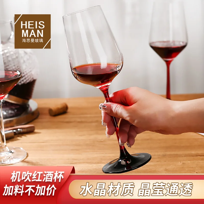 Withered  Customized Crystal Diagonal Mouth Red Wine Cup Transparent Colored Cup Rod High Feet Hotel Wine Cup Quick Awakening Wi