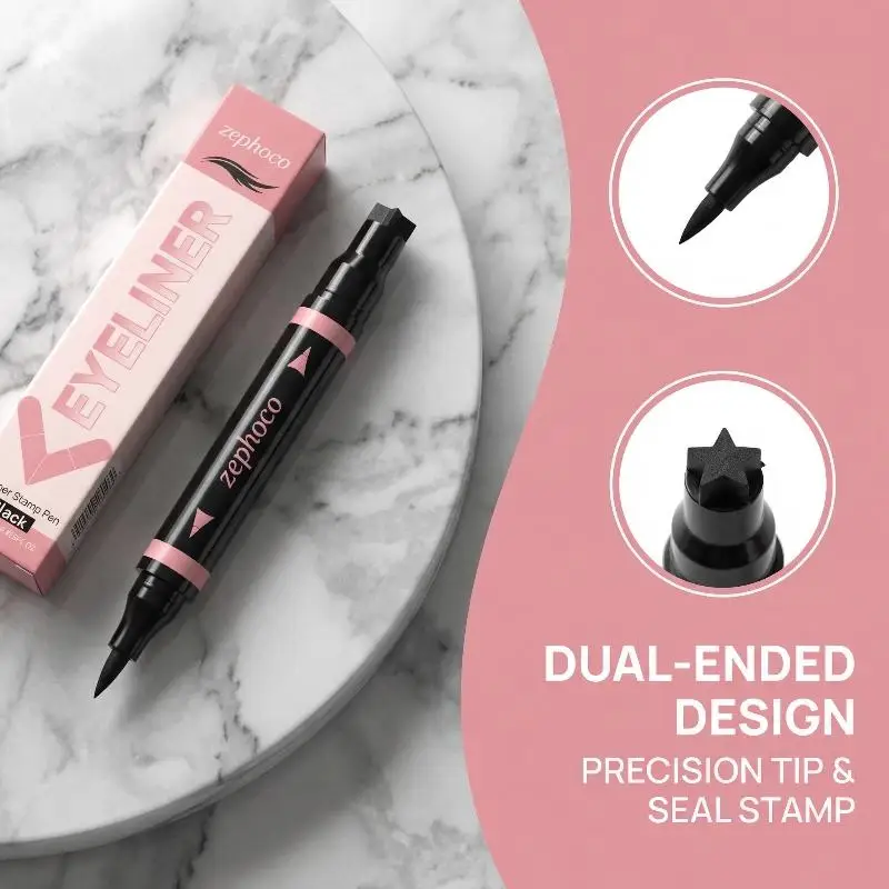 Черно-коричневый интегрированный штамп-подводка для глаз: точный контур, стойкий водостойкий жидкий карандаш-подводка для век