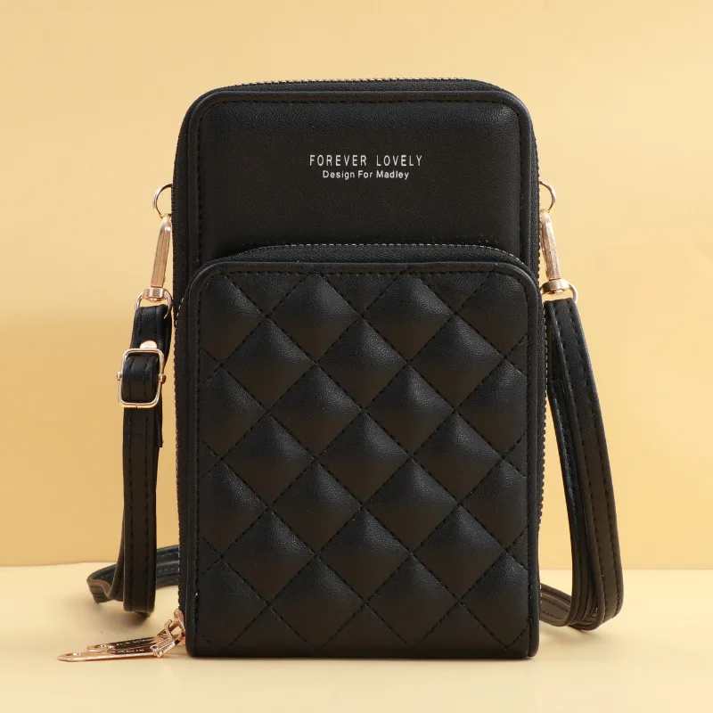 Hot Fashion Diamond Grid Mobile Phone Purse Bags Women Soft Leather Women Bag Wallet Large Capacity Female Crossbody Shoulder