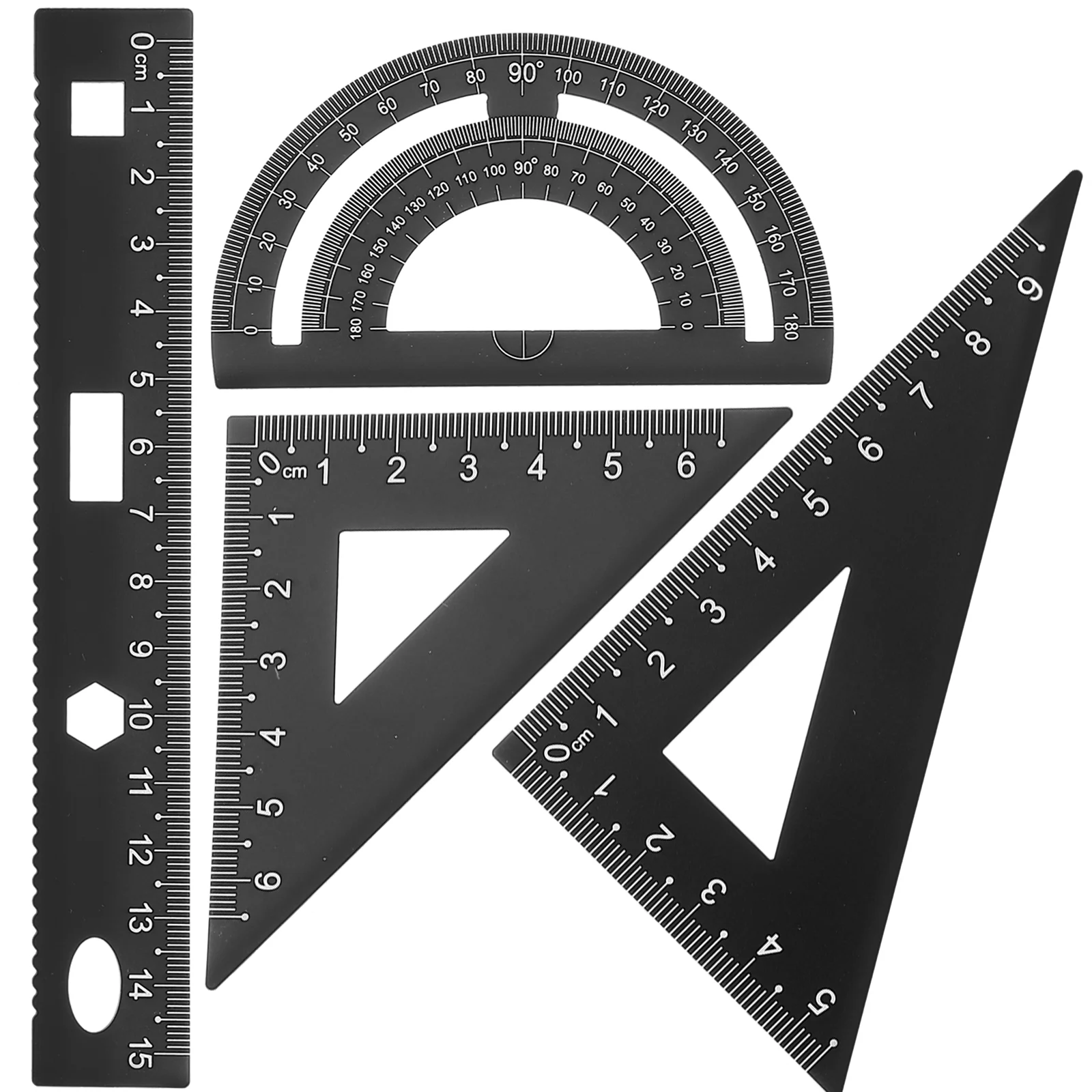 

1 Set of 4PCS DIY Metal Ruler Sturdy Office Metal Ruler Ruler Stationery Set Triangular Plate Protractor Testing Ruler for Pupil