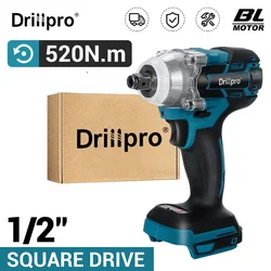 Drillpro 520N.m Brushless Electric Wrench 1/2 inch Rechargeable Cordless Impact Wrench Power Tools for Makita 18V Battery