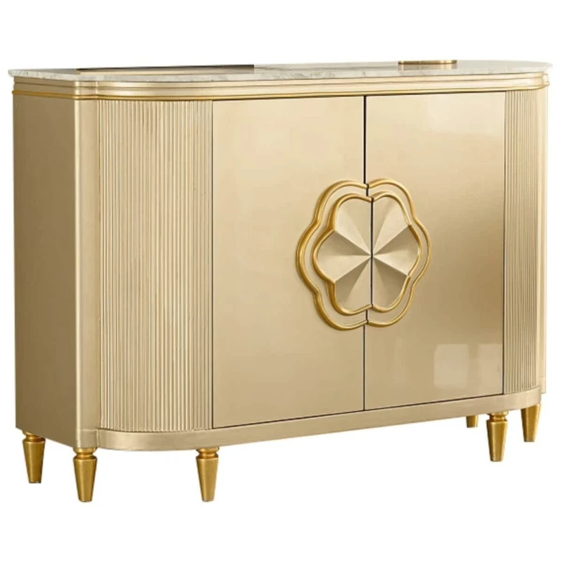 

Marble entry solid wood porch cabinet simple modern semicircle