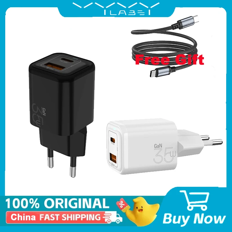 

VYVYLABS 35 Вт GaN Зарядное устройство PD Зарядное устройство USB A Тип C Поддержка портативного быстрого зарядного устройства QC для iPhone 17 16 15 14 Зарядное устройство для ноутбука