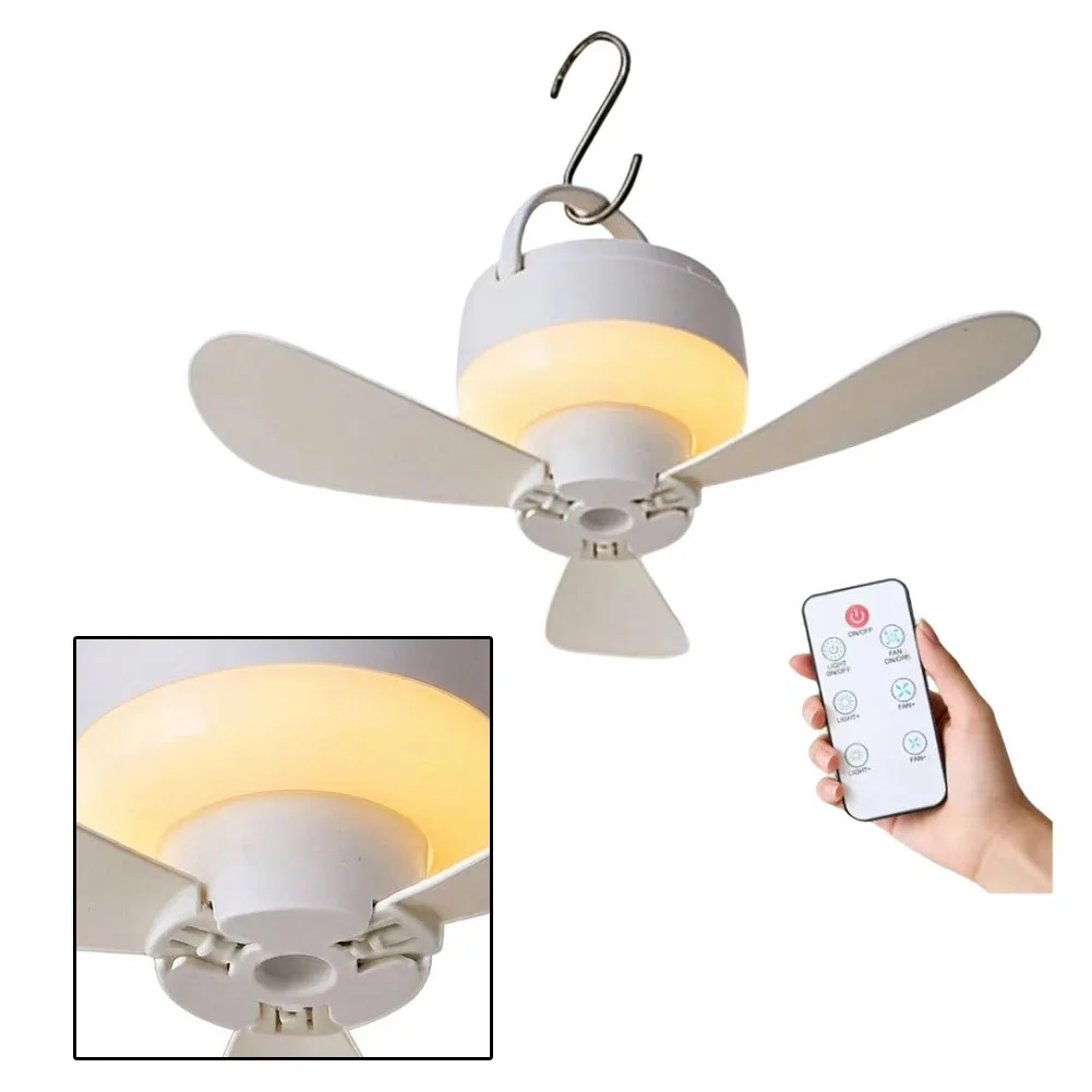 Specifically For RV Camping Ceiling Fan With Light USB Outdoor Ceiling Fan Multiple Speed Settings  Built-in LED Light