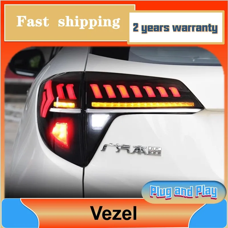 

Car Styling for Honda Vezel Taillight 2015-2021 HRV Tail Light Rear DRL Turn Signal Fog Brake Reversing