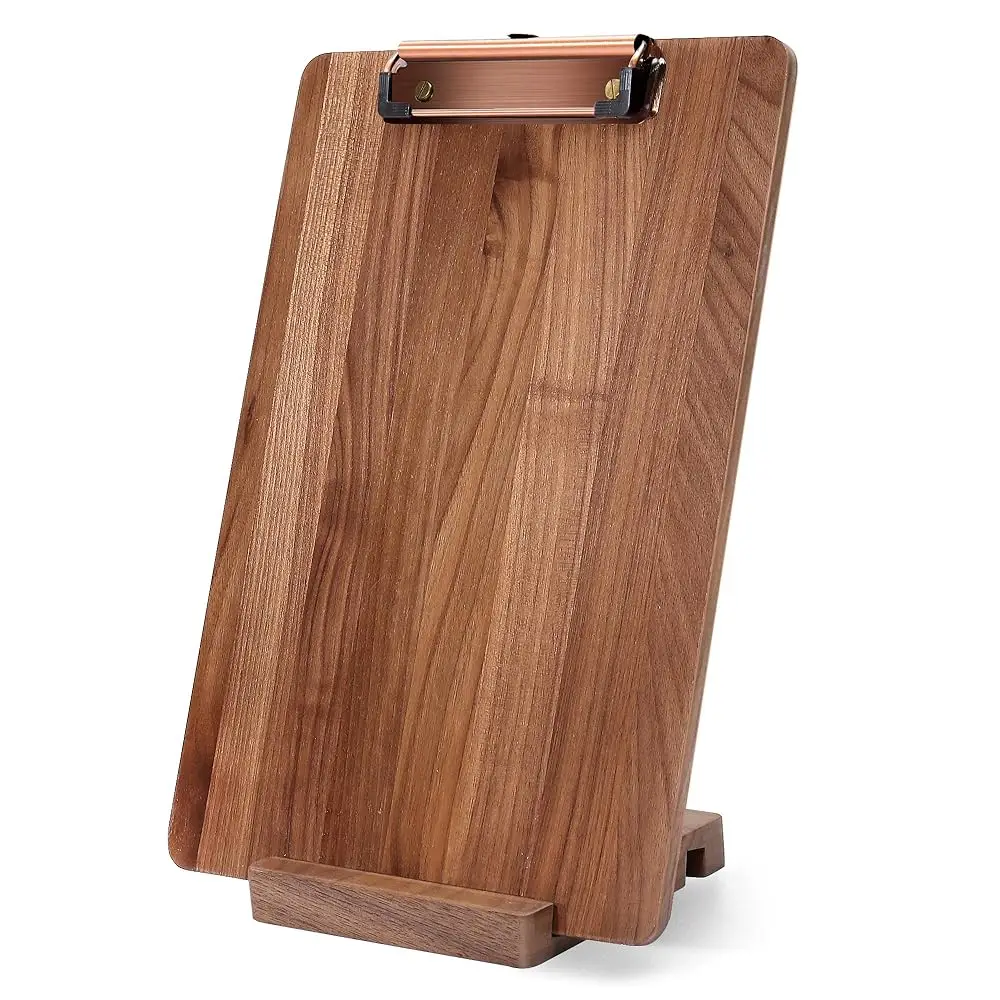 

Walnut Wood Clipboard, 12.6\ x 8.7\ Clip Board with Stable Base, School Classroom Essentials, Solid Hardwood, Free Stand Hold