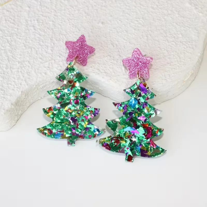 1 paire de boucles d'oreilles vintage en forme d'arbre de noël, bijoux de vacances pour femmes, cadeau pour noël, fêtes, tous les jours