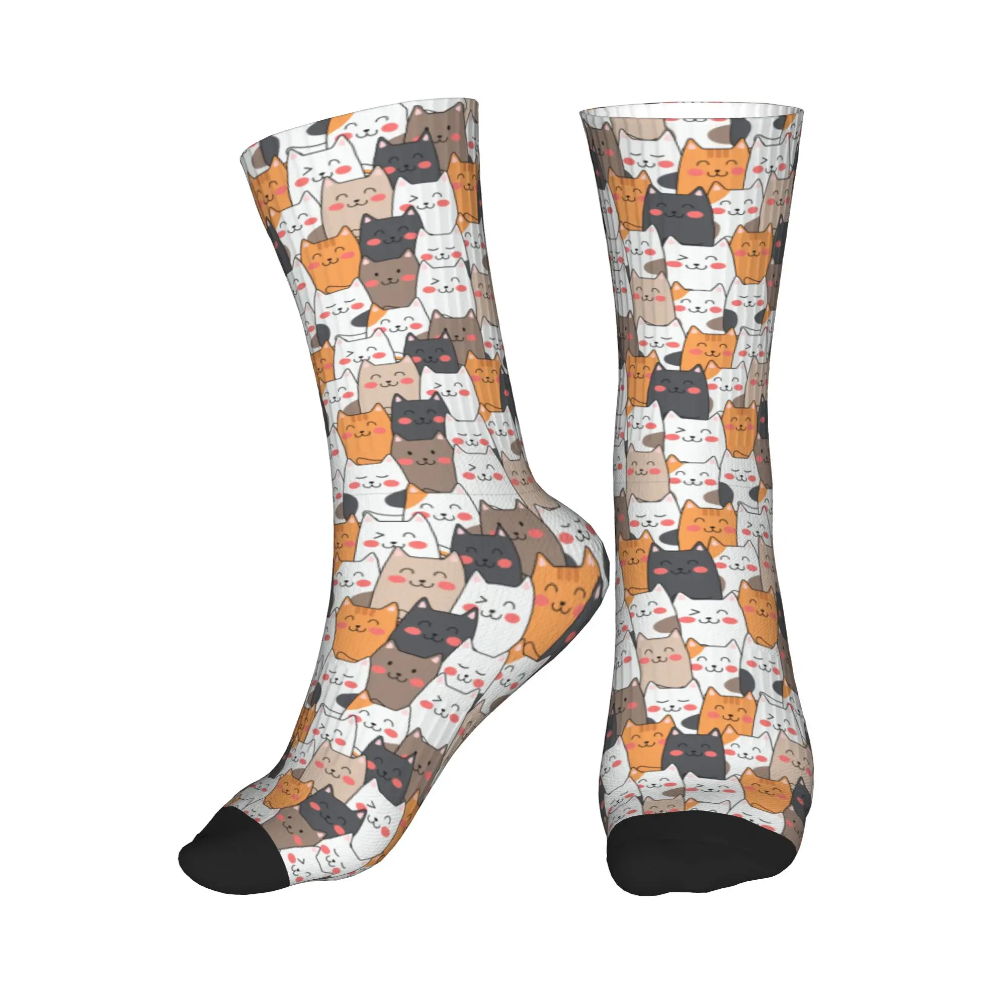 

Colorful Cartoon Kitten Cat Dress Socks Mens Womens Warm Fashion Novelty Crew Socks