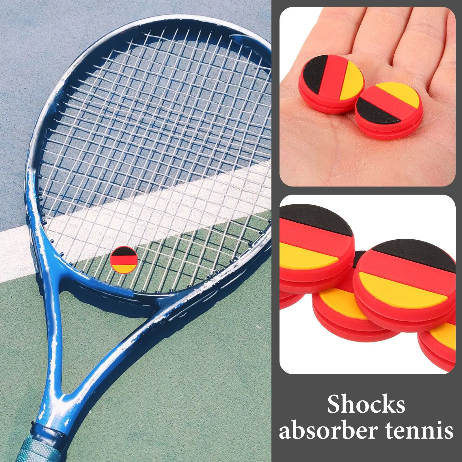 5 قطعة مضرب تنس سيليكون المرطب امتصاص الاهتزاز امتصاص الصدمات ملحق تصميم العلم الوطني خفيفة الوزن حجم صغير #2