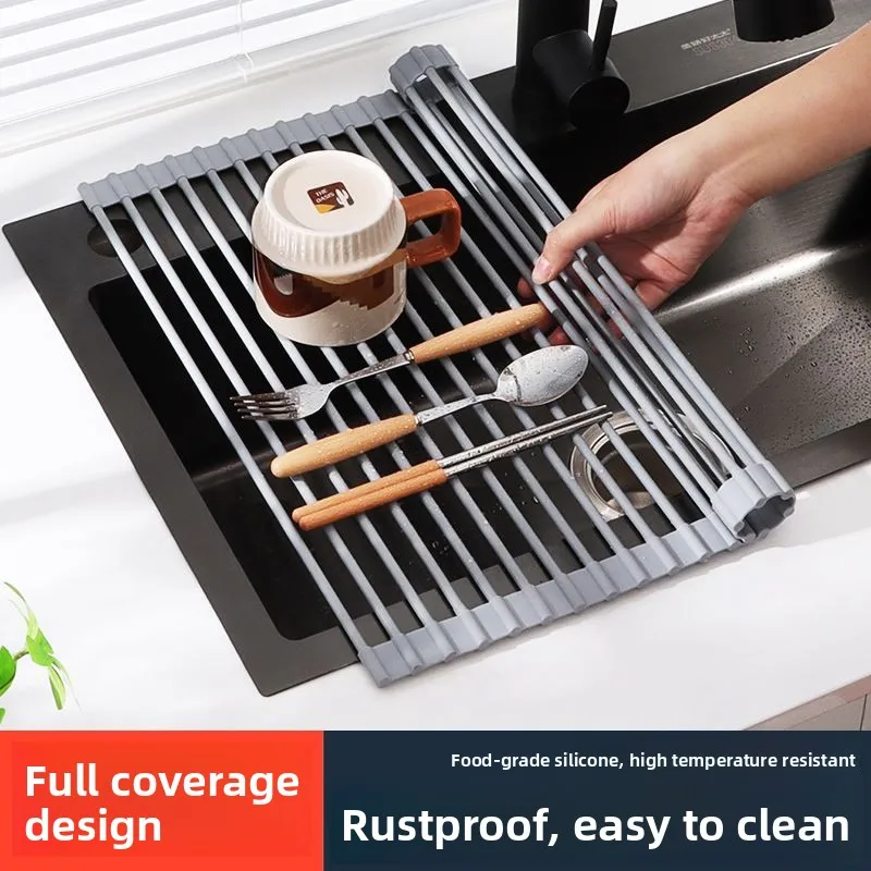 

Силиконовая подставка-органайзер для кухонной раковины: держатель для посуды и утвари, термостойкая, штабелируемая полка для хранения на кухне