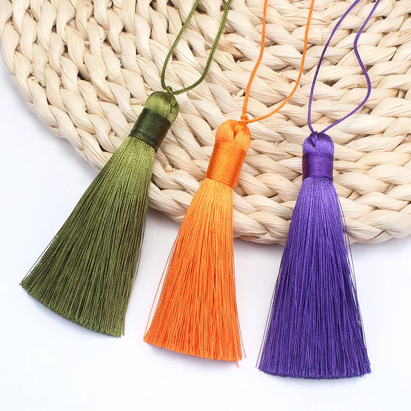 5pcs 8cm Colorful Tassel Fringe for DIY Crafts and Jewelry Making Spike Polyester Ice Silk Bookmark Key Chain Tassels