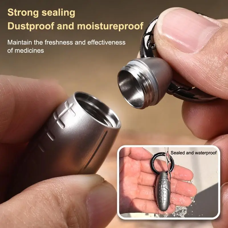 Cool Rugby Shaped Sealed Jar Stainless Steel Waterproof Mini Sealed Can Pill Portable Container Sealed Can With Keychain