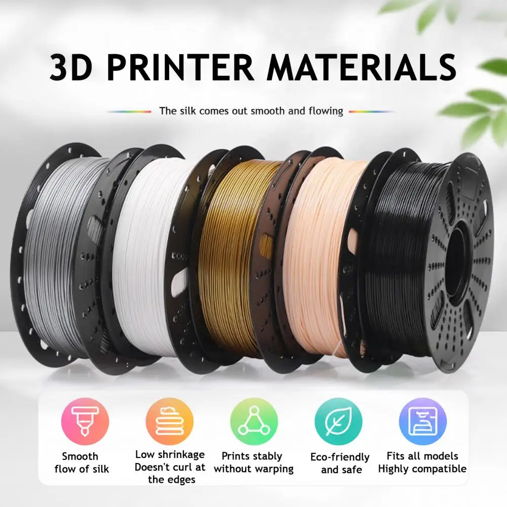 1.75mm PETG 3D Printer Filament 1kg Spool High Toughness Filament Neatly Wound Solid Color Filament for DIY Models Ornament