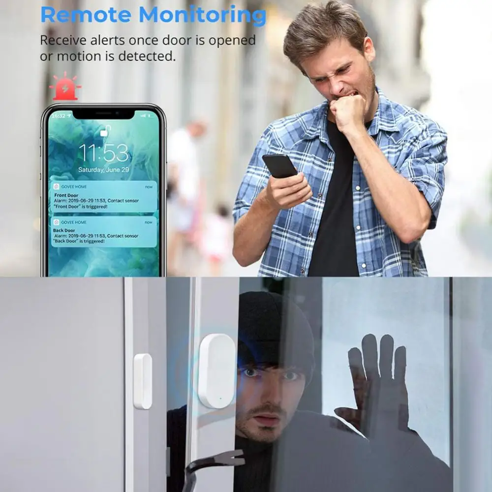 Tuya WiFi/Zigbee Door Sensor Window Sensor Smart Home Wireless Door Detector Door Open / Closed Alarm System for Alexa Google