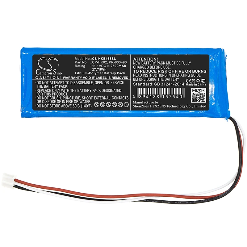 

Аккумулятор для колонки CS-HKE468SL 11.1V 2500mAh CP-HK02, PR-633496 для Harman/Kardon Onyx, JN14BKH00468, TL150409 +ИНСТРУМЕНТ