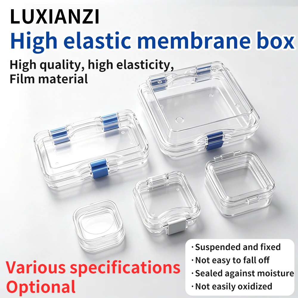 LUXIANZI High Elastic PVC Membrane Box Anti-pressure Gemstone Specimen Display Chip Precision Parts Sealed Storage Box