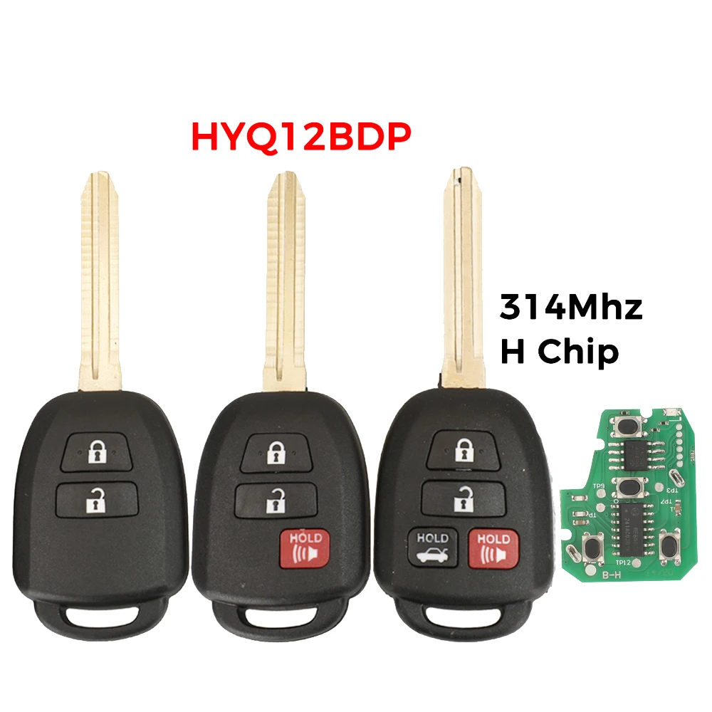 Jingyuqin 89070-42880 HYQ12BDP For Toyota Tacoma Combo RAV4 Kluger HiglanderI 314Mhz H Chip Remote Car Key Fob 2/3/4 Buttons