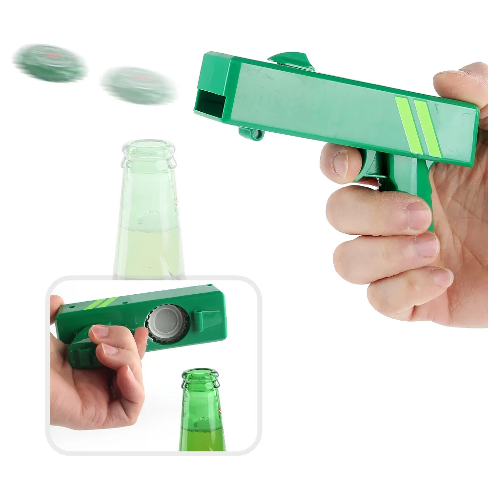 Portable Bottle Beer Opener Cap Gun Launcher Shooter Party Supplies Drinking Game Funny Toy Bar Tool Kitchen Gadget Accessories