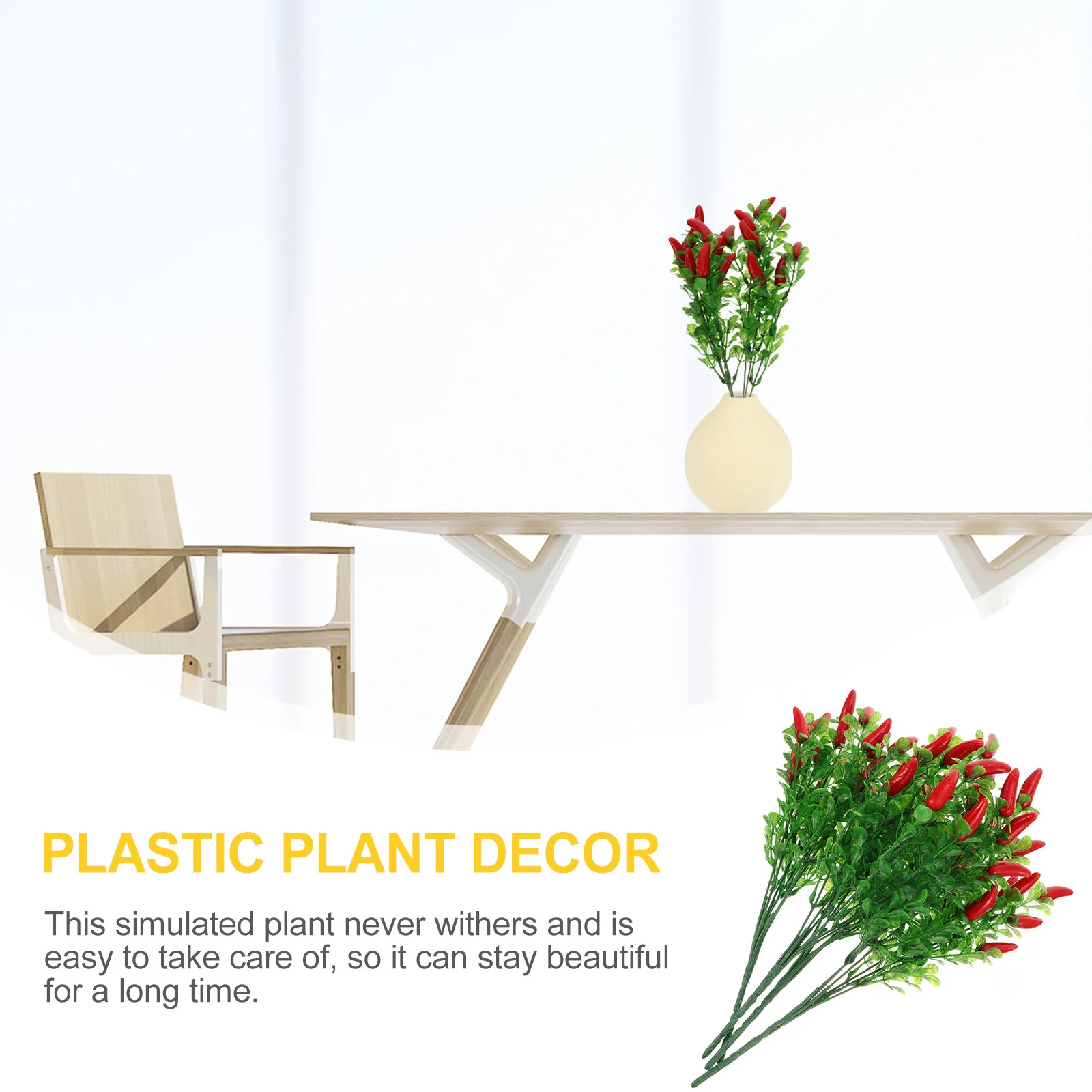 

4pcs Artificial Chili Bouquet Decor For Home Holiday Party Plastic Simulation Pepper Plant Fake Chili Decoration