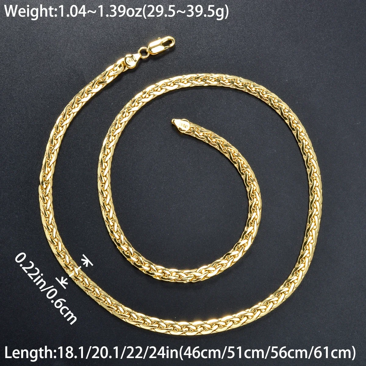 Simple Necklace Jewelry Fashion Italy 750 18K Gold Plated Flat Snake Chain African Wedding Birthday Gift Party