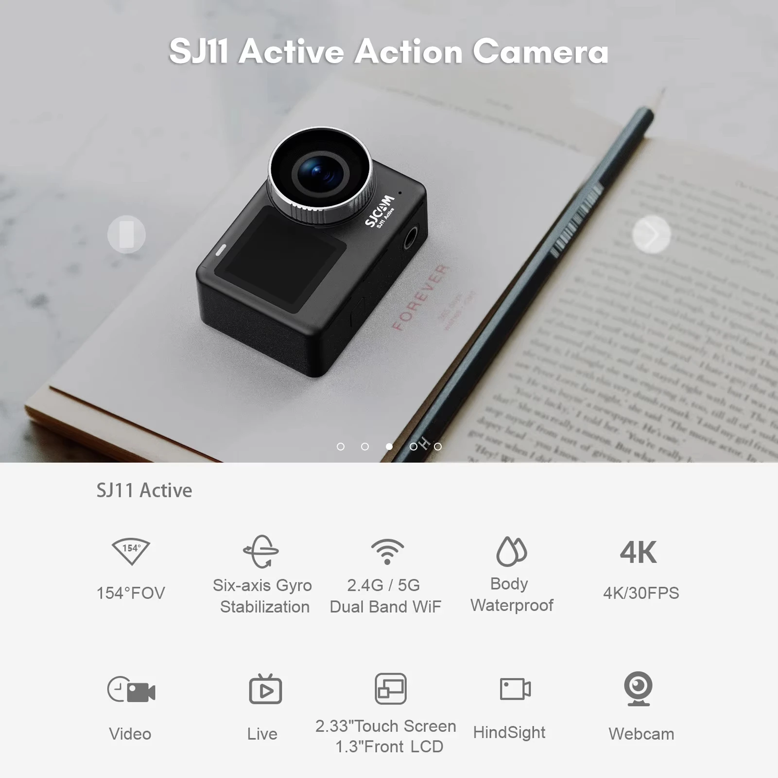 SJCAM Flagship SJ11 Active 4K Metal Body Sports Camera | OIS+EIS Stabilization | 98FT Waterproof | Dual Screen