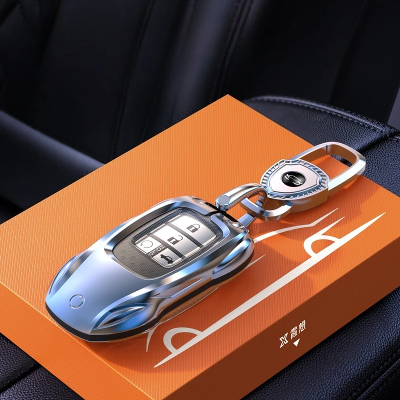 For Honda Accord CRV Civic XRV Zinc Alloy Silver Car Key Protection Shell Smart Remote Key Cover Interior Car Accessories